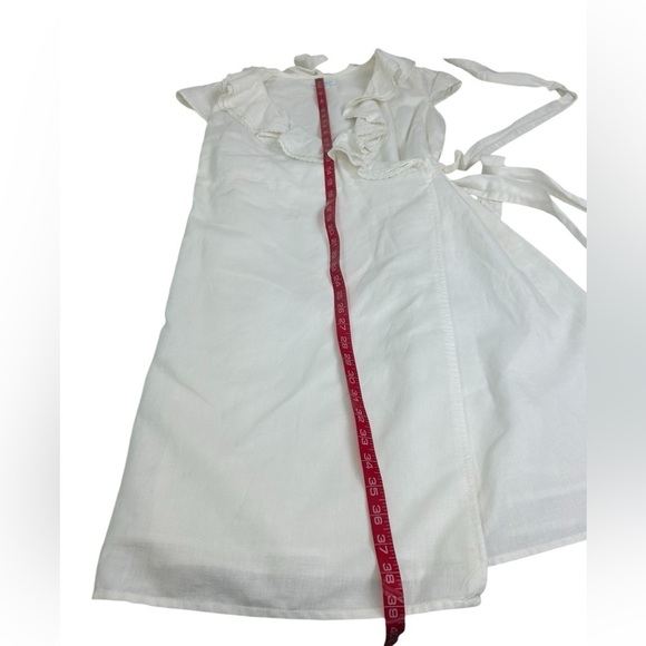 Calypso St. Barth for Target Womens SZ S White Linen Ruffle Wrap Dress Romantic - Picture 13 of 14